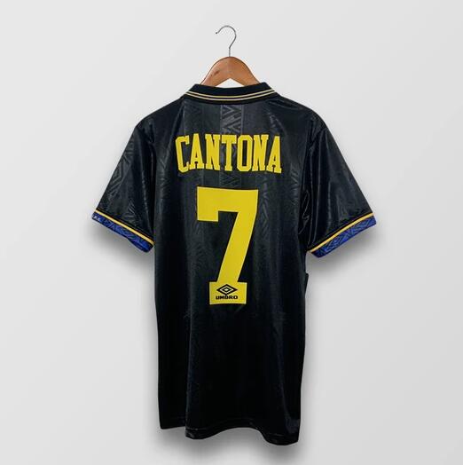 92-94 Manchester United Away Black Retro Soccer Jersey Shirt CANTONA #7